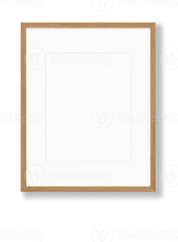 Isolated Photo Frame on White Background, Wooden Frame Mockup