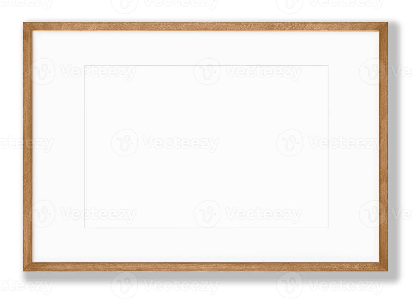 Isolated Photo Frame on White Background, Wooden Frame Mockup