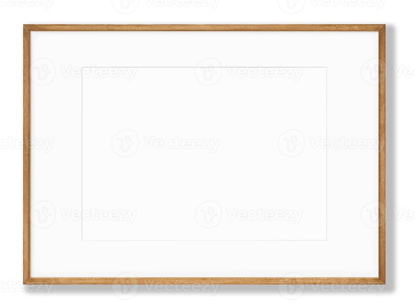 Isolated Photo Frame on White Background, Wooden Frame Mockup