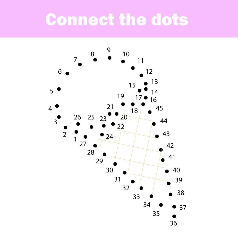 Connect the dots children educational drawing game. Dot to dot by numbers game for kids. Printable worksheet activity for toddlers. vector