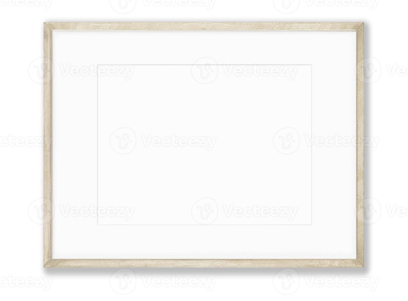 Isolated Photo Frame on White Background, Wooden Frame Mockup