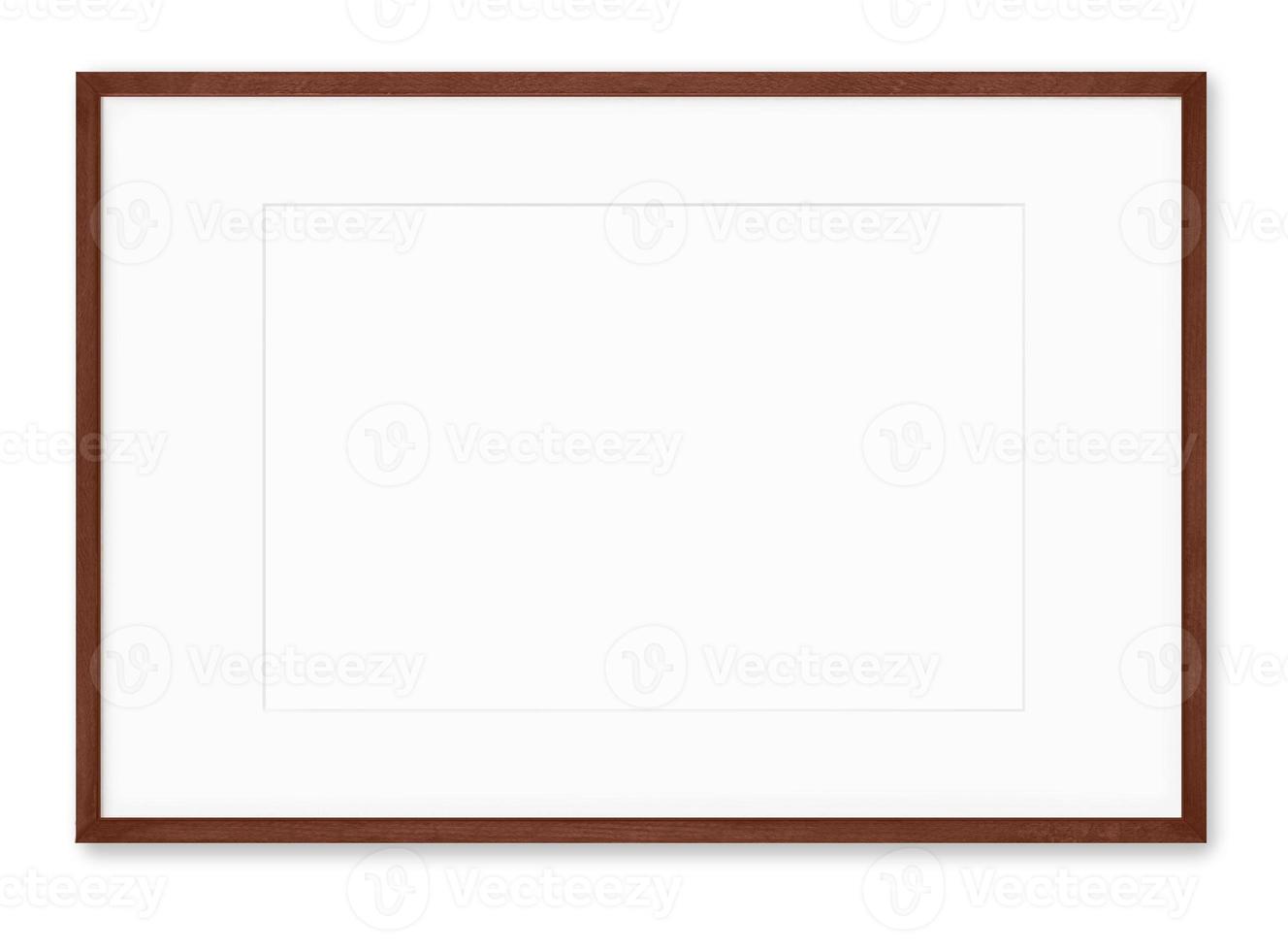 Isolated Photo Frame on White Background, Wooden Frame Mockup