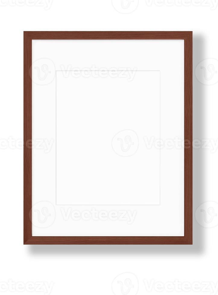 Isolated Photo Frame on White Background, Wooden Frame Mockup