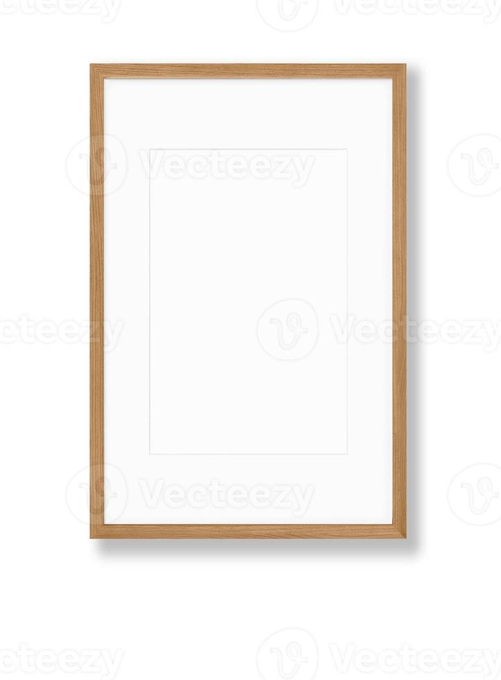 Isolated Photo Frame on White Background, Wooden Frame Mockup