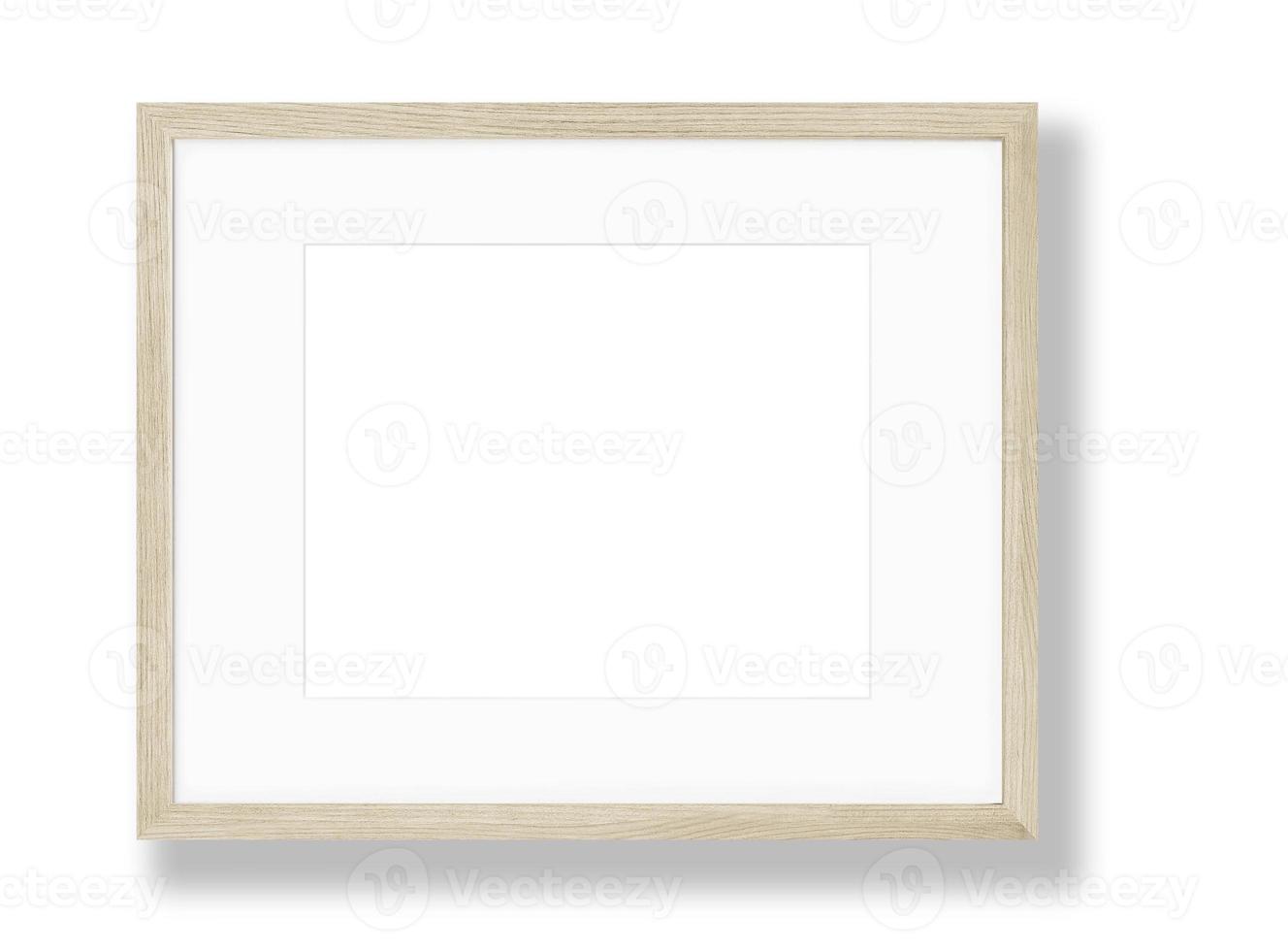 Isolated Photo Frame on White Background, Wooden Frame Mockup