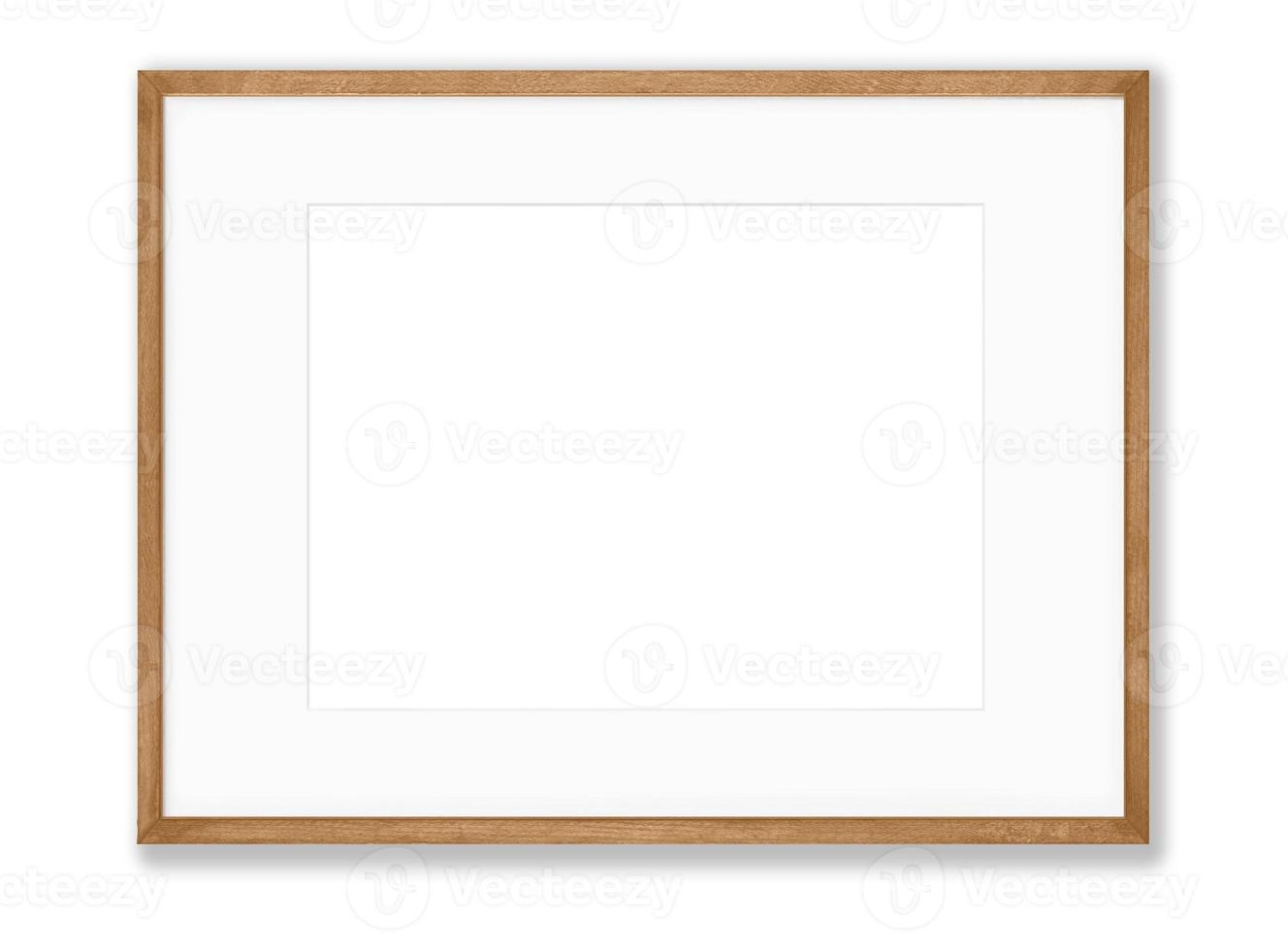 Isolated Photo Frame on White Background, Wooden Frame Mockup