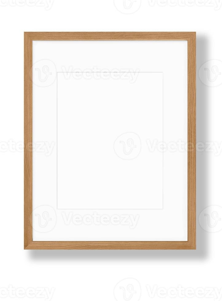 Isolated Photo Frame on White Background, Wooden Frame Mockup