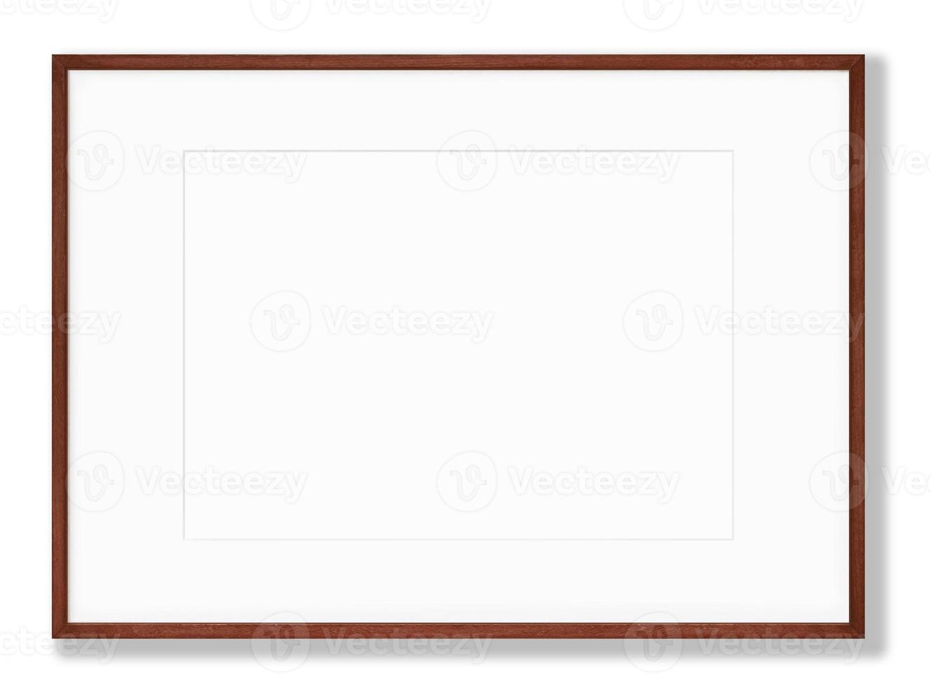 Isolated Photo Frame on White Background, Wooden Frame Mockup