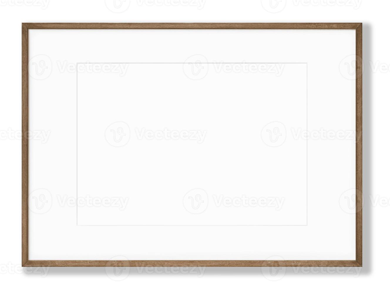 Isolated Photo Frame on White Background, Wooden Frame Mockup