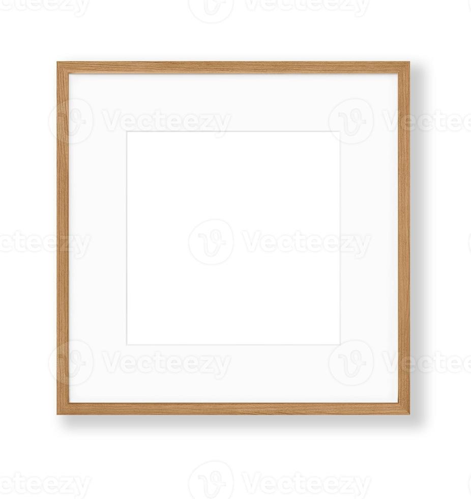 Isolated Photo Frame on White Background, Wooden Frame Mockup