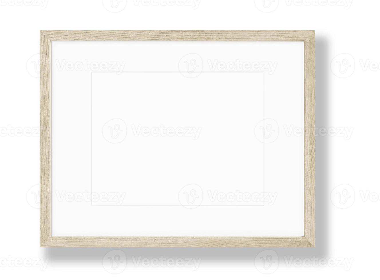 Isolated Photo Frame on White Background, Wooden Frame Mockup