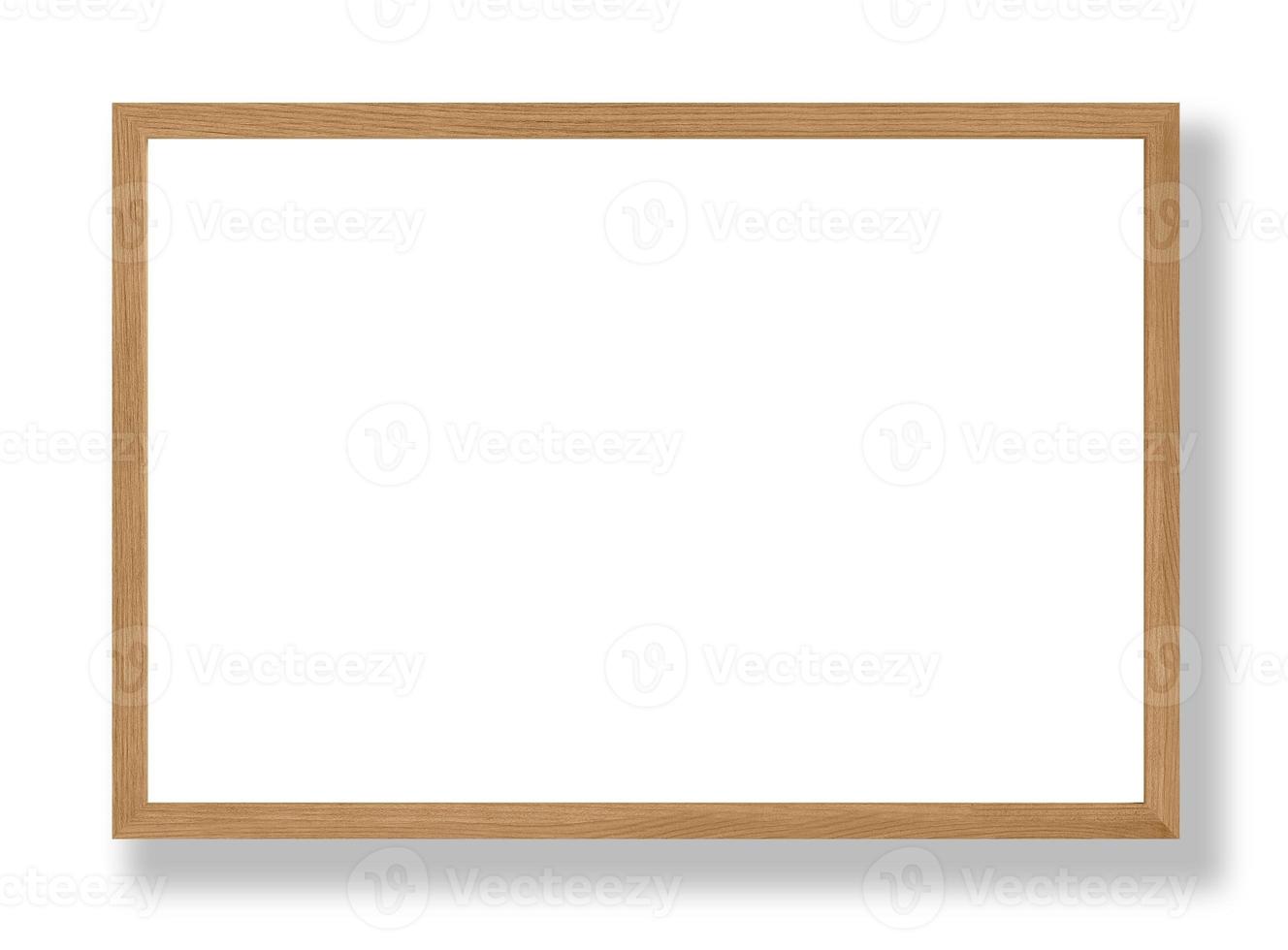 Isolated Photo Frame on White Background, Wooden Frame Mockup