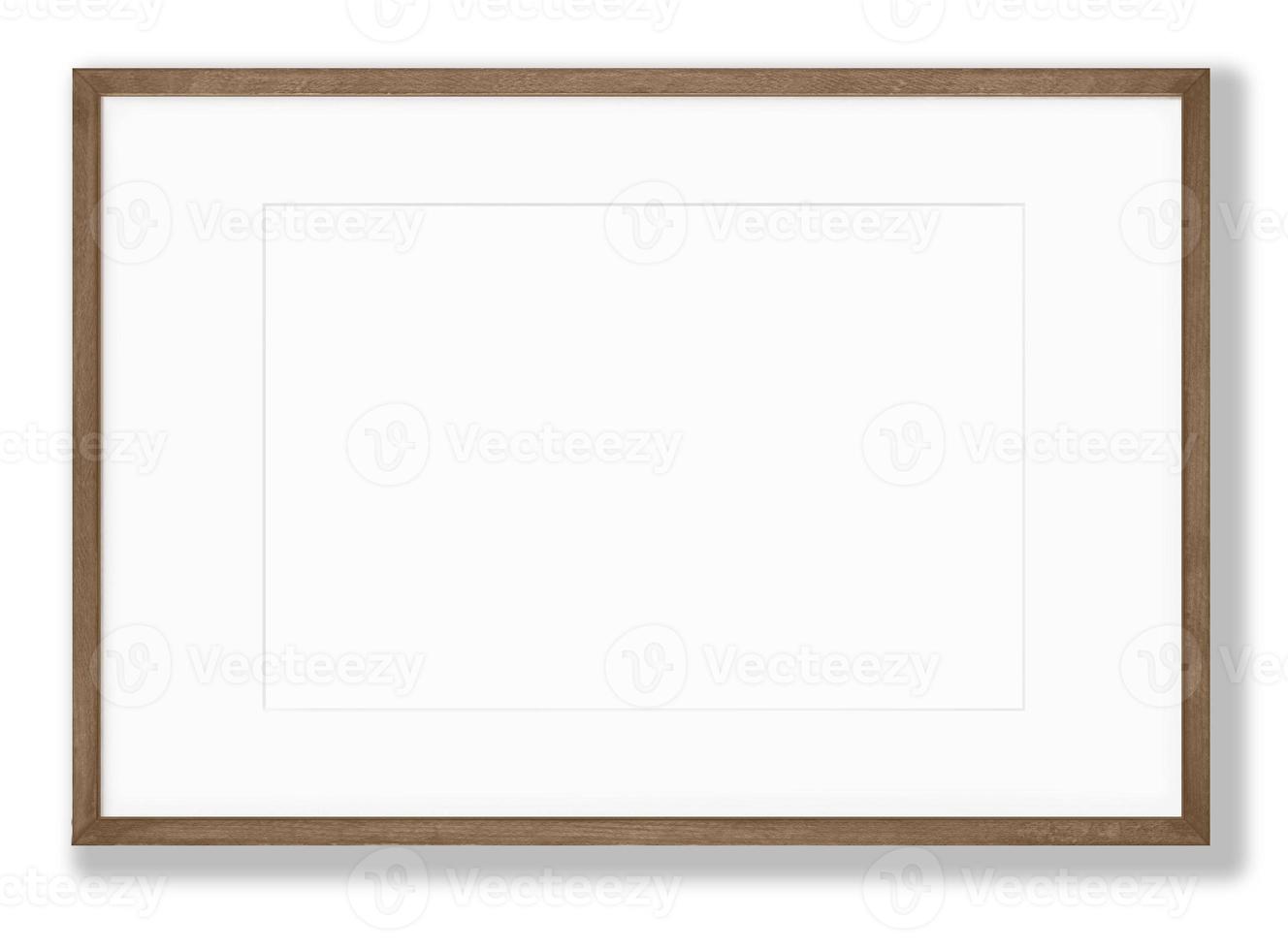 Isolated Photo Frame on White Background, Wooden Frame Mockup