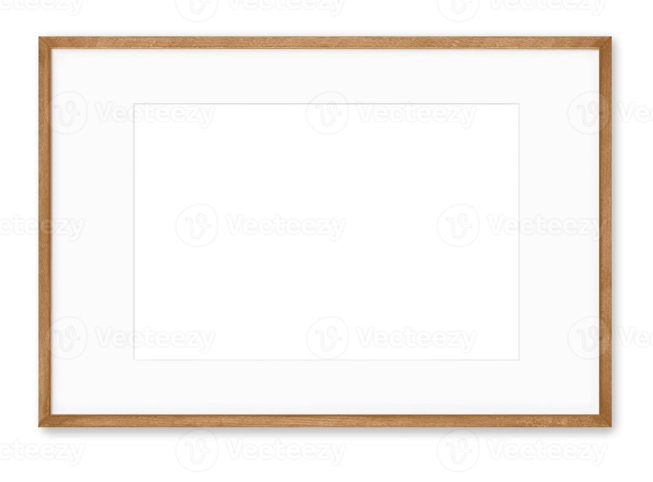 Isolated Photo Frame on White Background, Wooden Frame Mockup