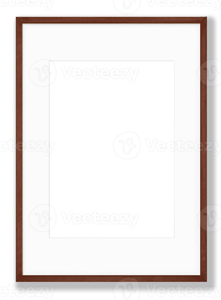 Isolated Photo Frame on White Background, Wooden Frame Mockup