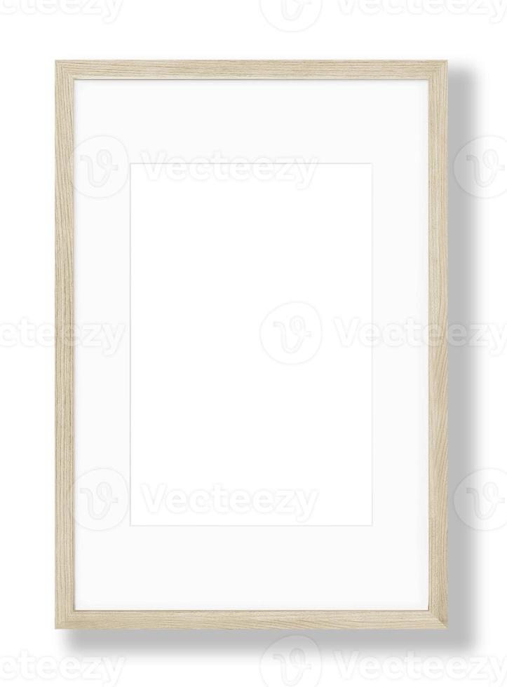 Isolated Photo Frame on White Background, Wooden Frame Mockup