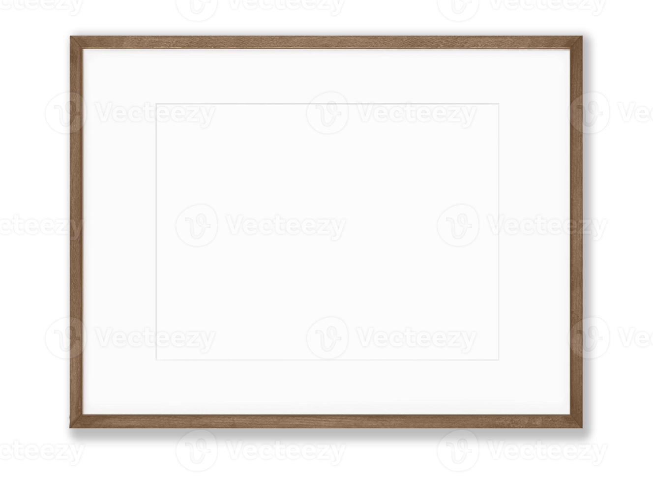 Isolated Photo Frame on White Background, Wooden Frame Mockup