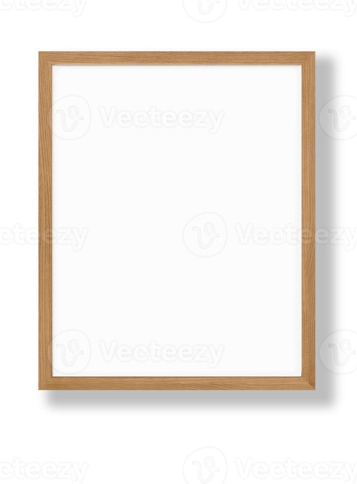 Isolated Photo Frame on White Background, Wooden Frame Mockup