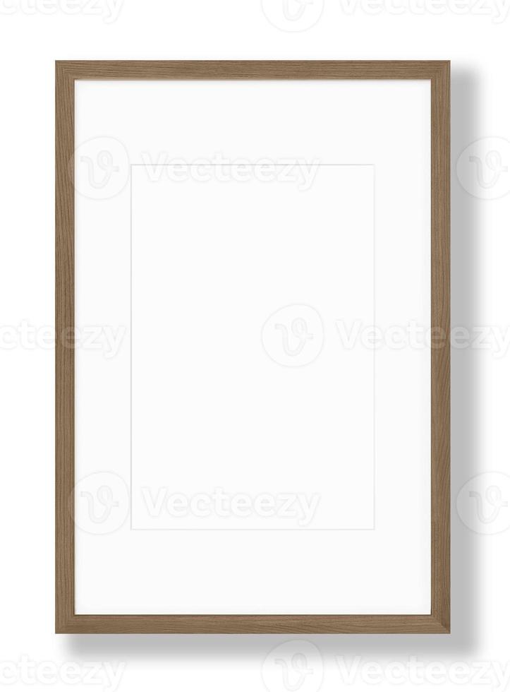 Isolated Photo Frame on White Background, Wooden Frame Mockup