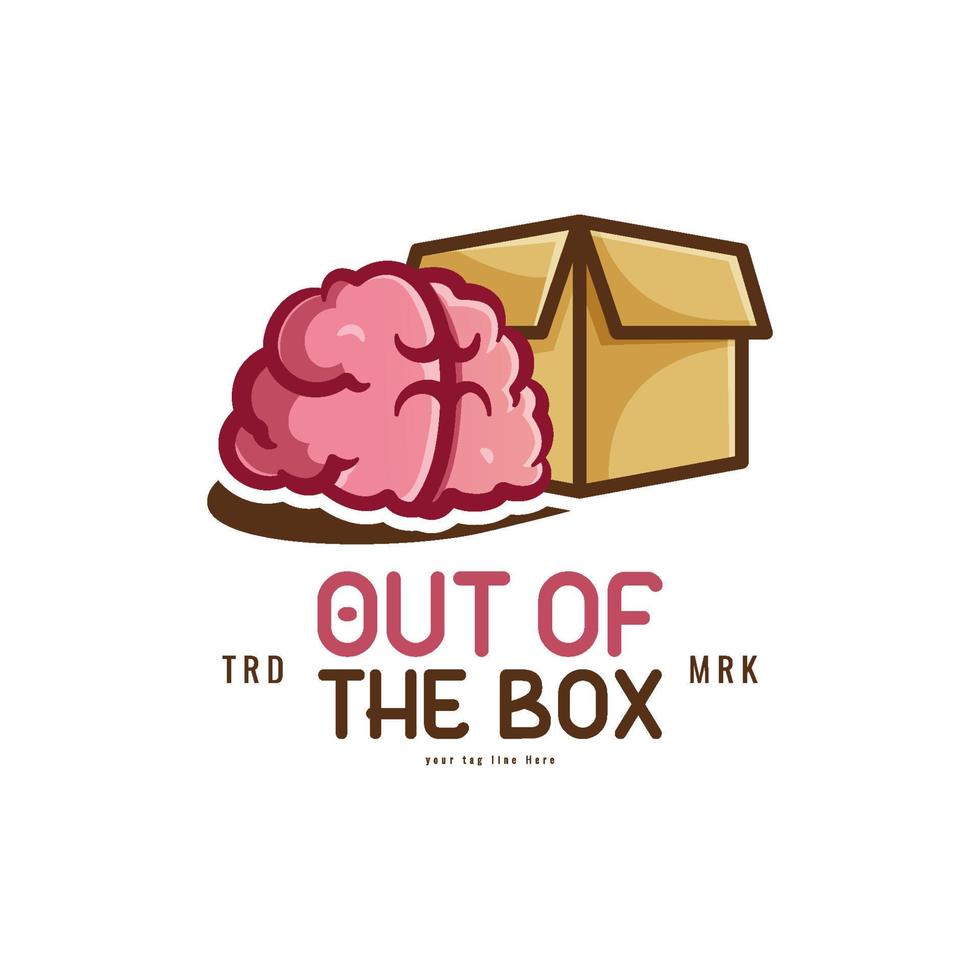brain beside the box for creativity studio and creative industry logo design vector