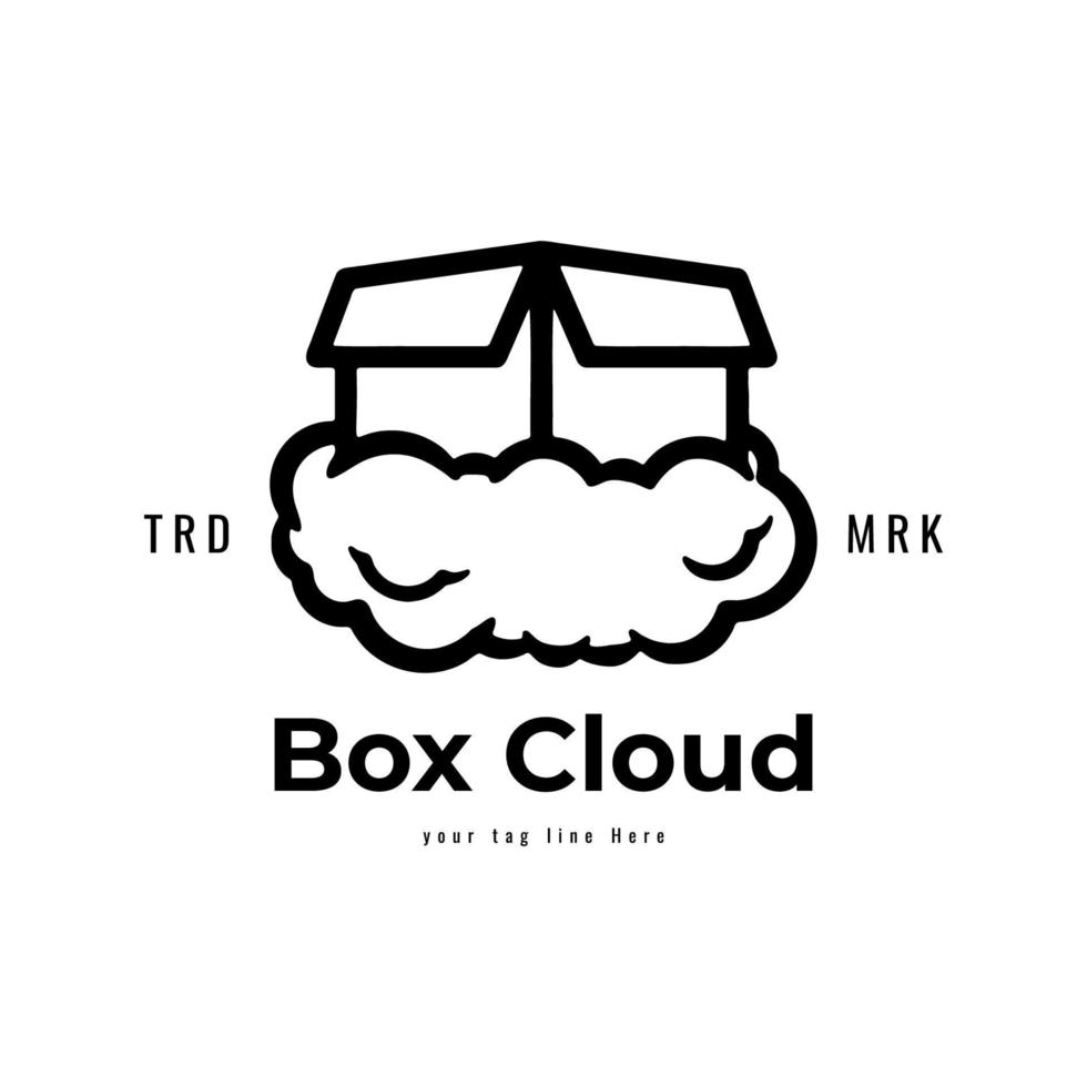 open box on cloud logo design for server logo inspiration vector