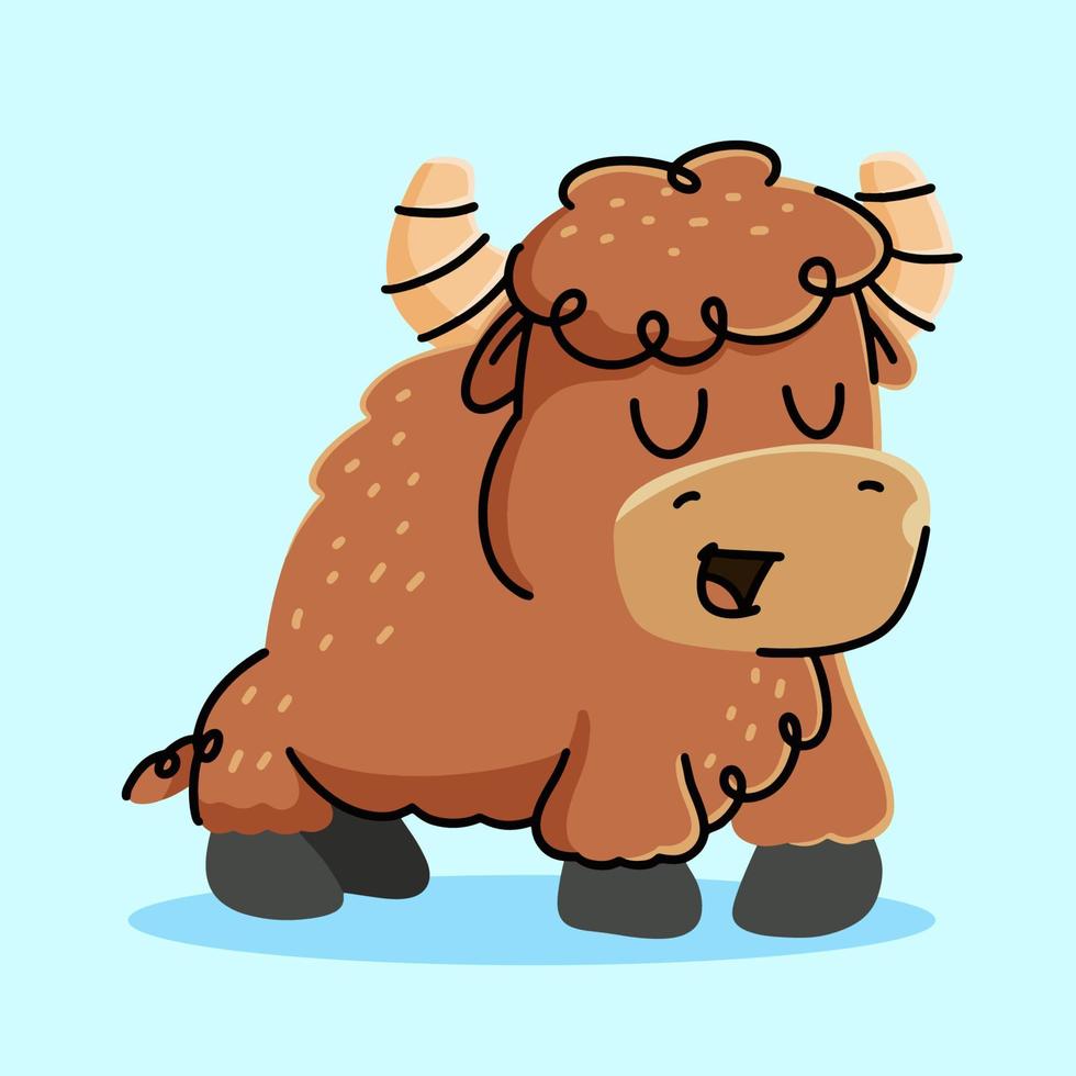 Cute Yak cartoon. vector cartoon illustration