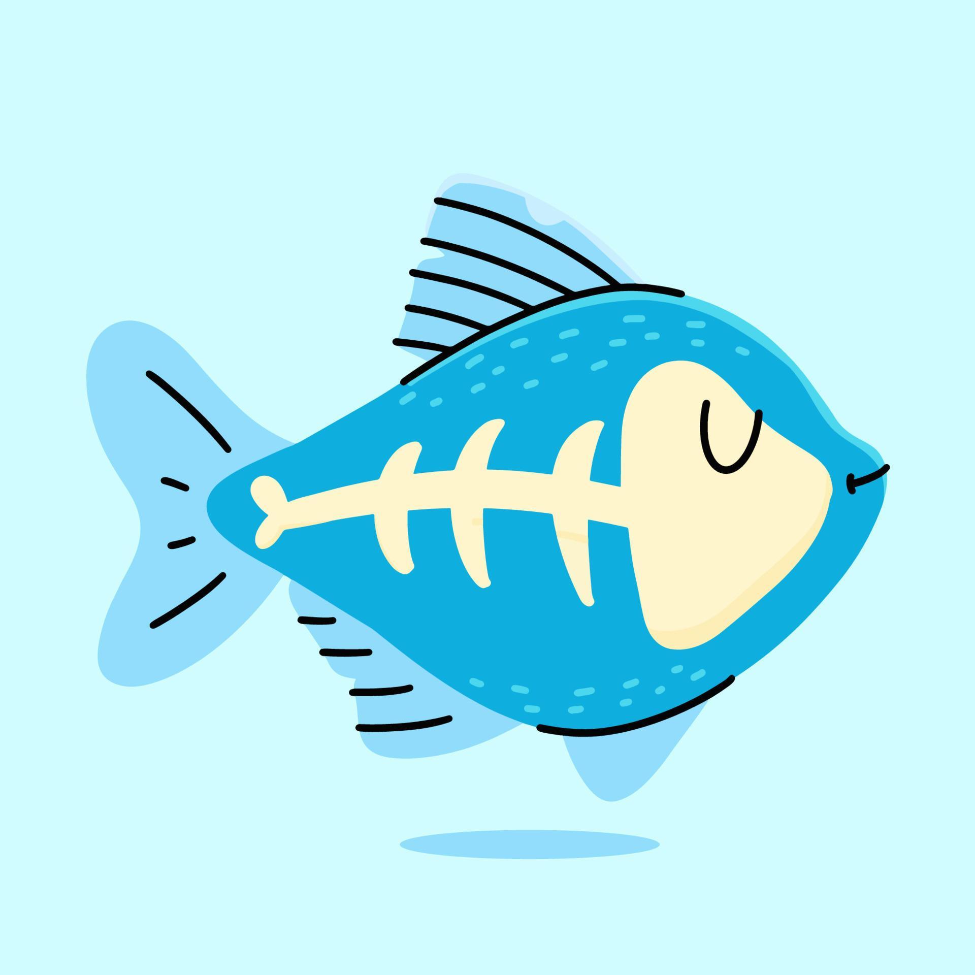 Cute Xray fish cartoon. vector cartoon illustration 22835656 Vector