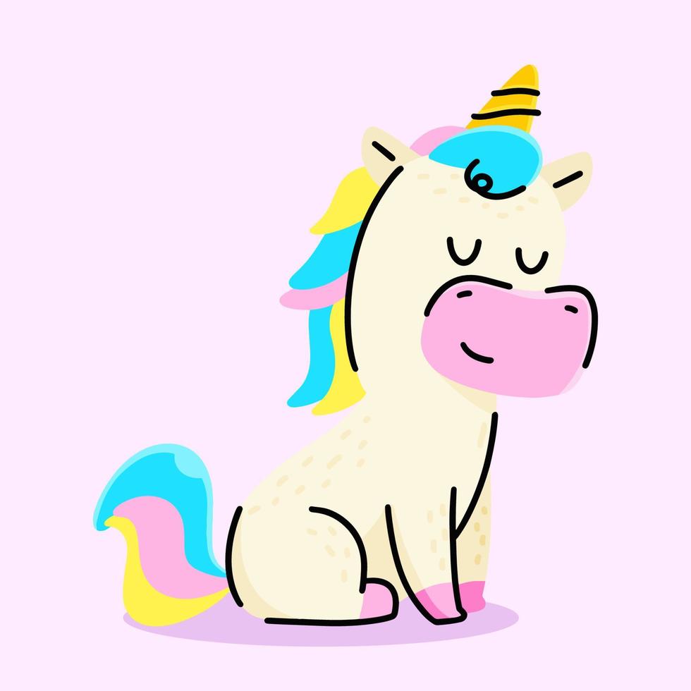 linda unicornio dibujos animados. vector dibujos animados ilustración