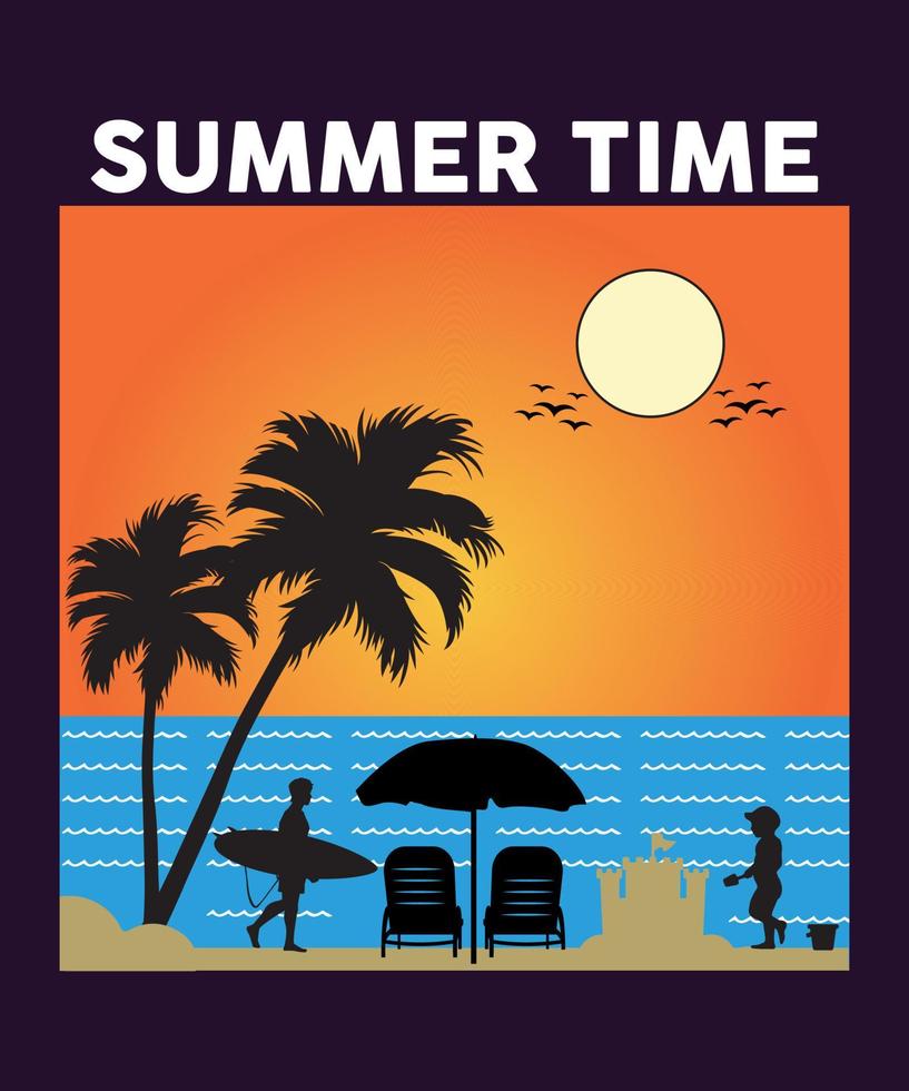 Summer Time T-shirt Design. vector