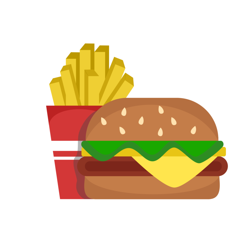 French Fries and Hamburger png