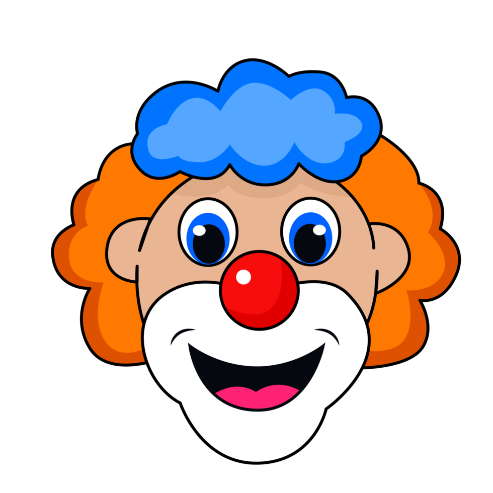 Free Clown Face Orange Blue Hair Outline 22835706 PNG with Transparent