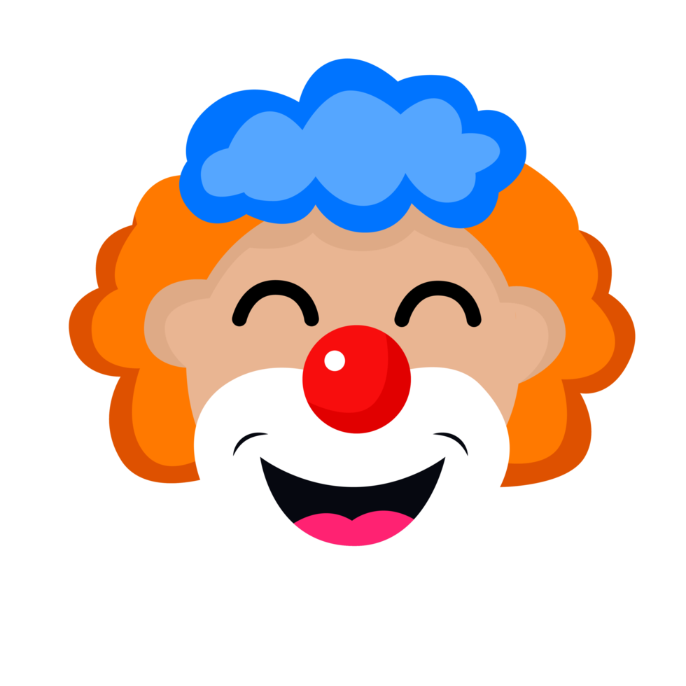 Clown Face Orange Blue Hair Smile Outline png