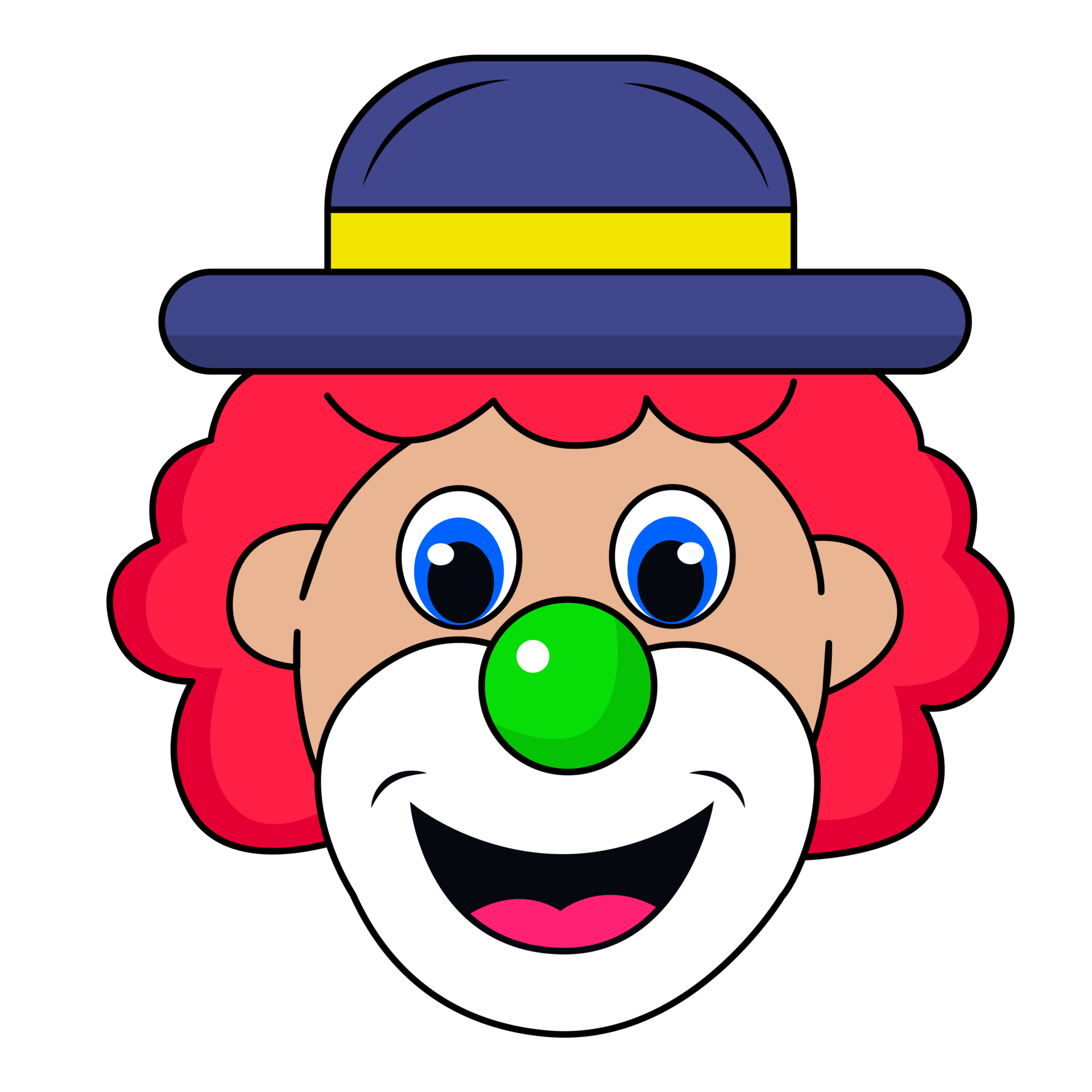 Free Clown Face Red Hair with Big Eye Outline 22835713 PNG with