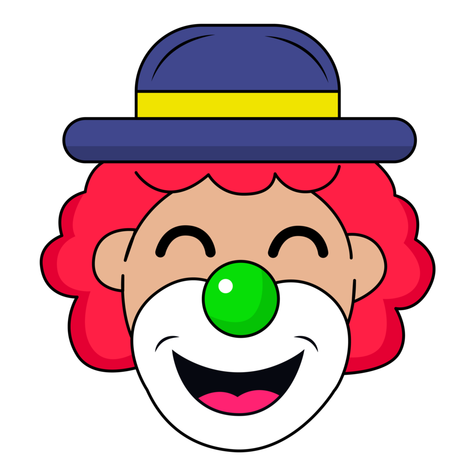 clown viso rosso capelli con blu cappello schema png