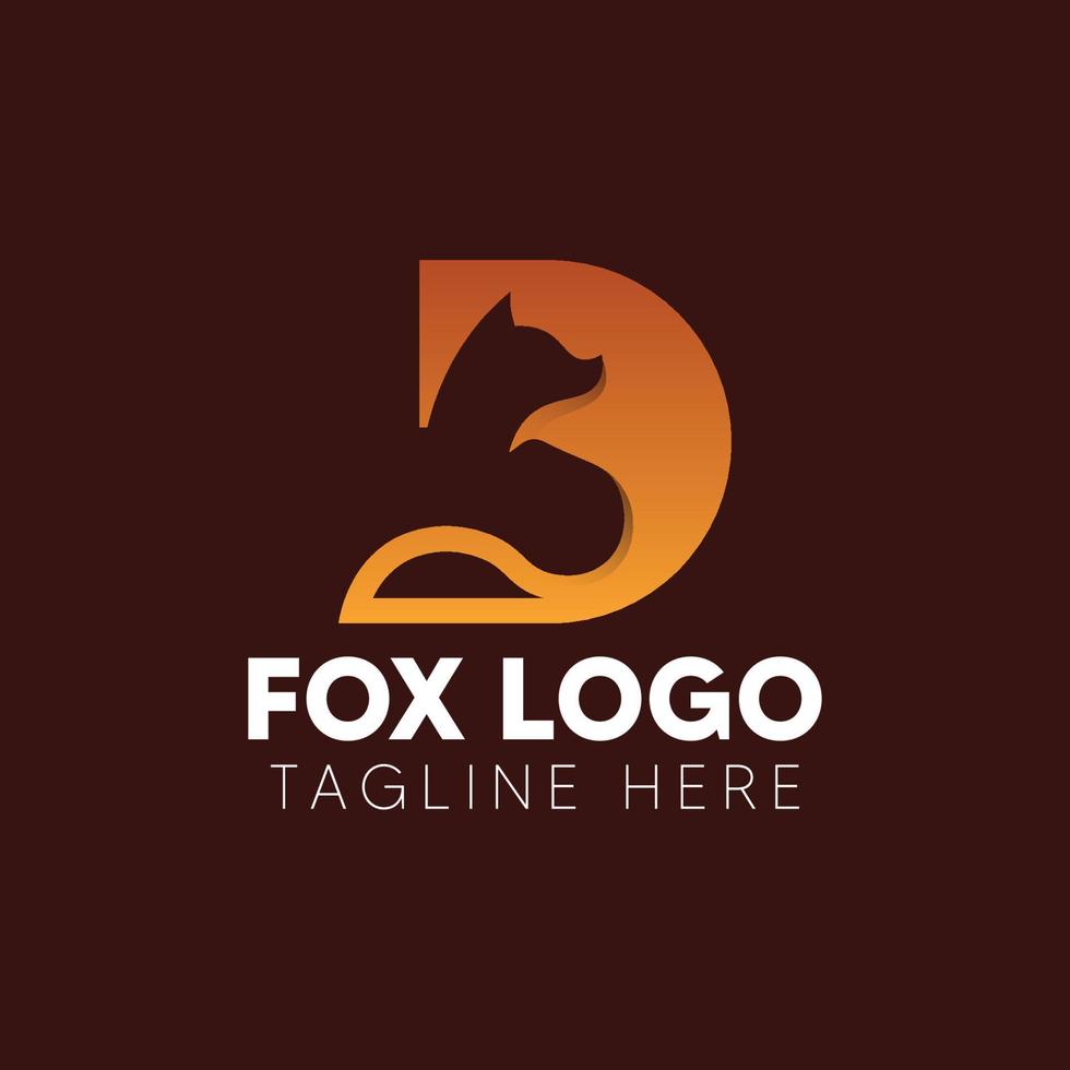 fox and letter D logo concept in modern style. vector