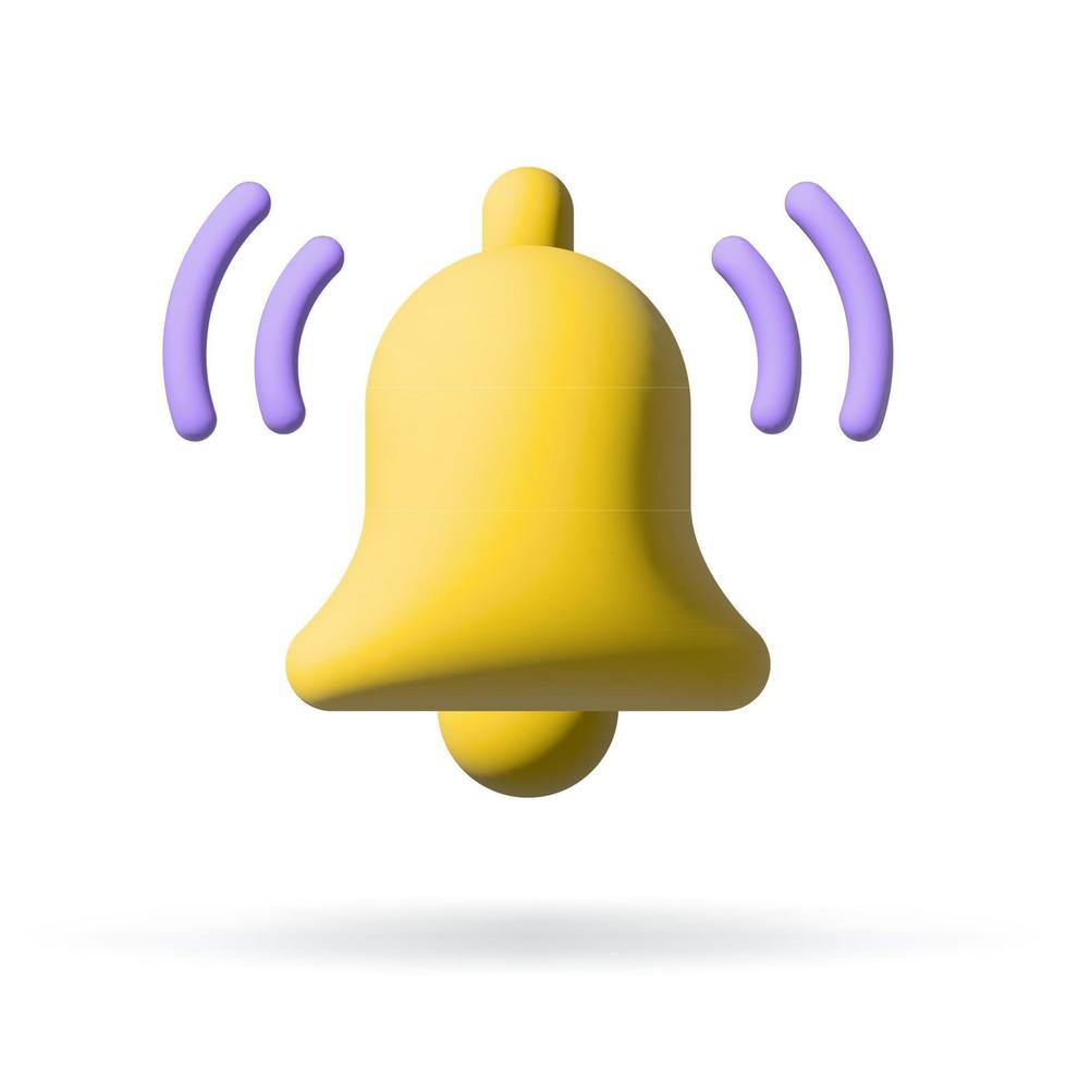 icono de campana de mensaje de notificación 3d vector