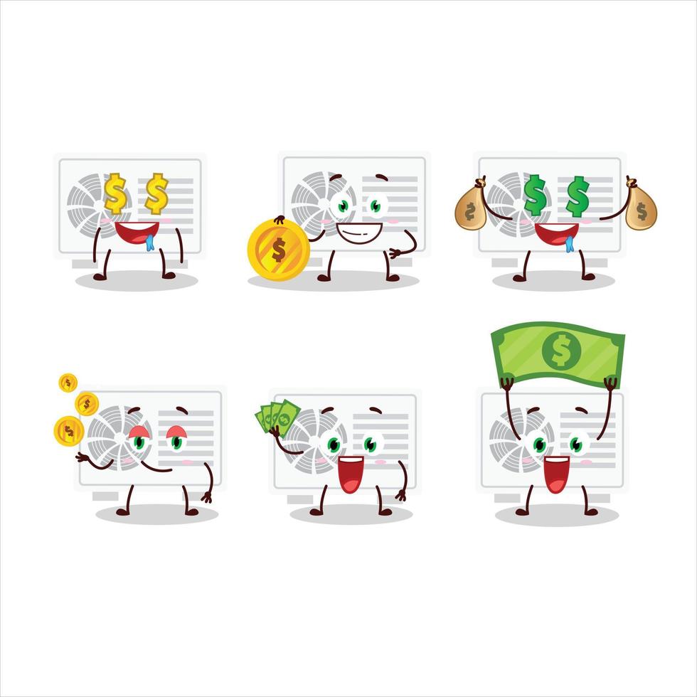 Air conditioner outdoor cartoon character with cute emoticon bring money vector