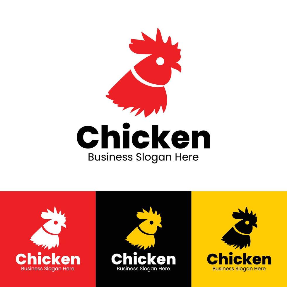 Chicken Rooster Logo Design Isolated on White Background Stock Vector