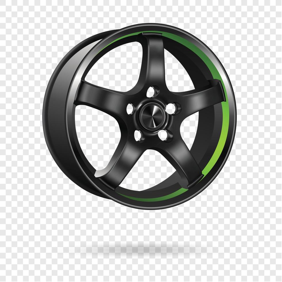 Vector illustration, car wheel, steering wheel realistic 3d icon