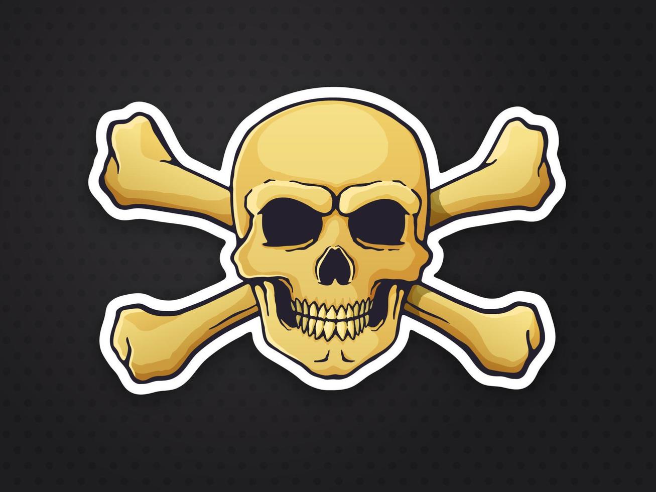 Sticker skull Jolly Roger with crossbones behind vector