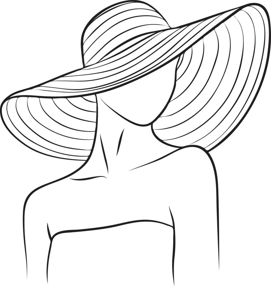 Moda mujer línea dibujo. vector