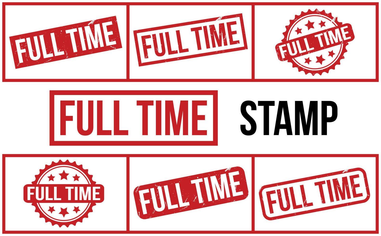 Full Time Rubber Stamp Set Vector