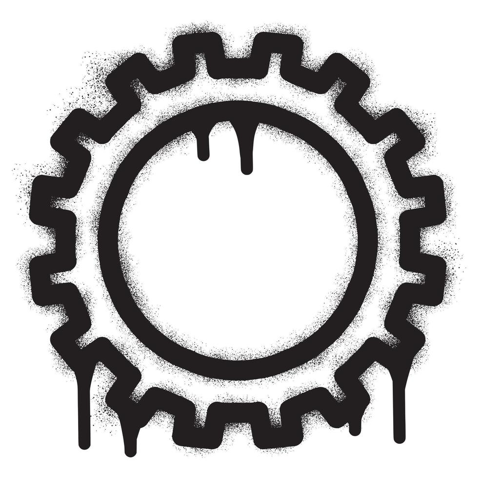 Gear icon with black spray paint vector