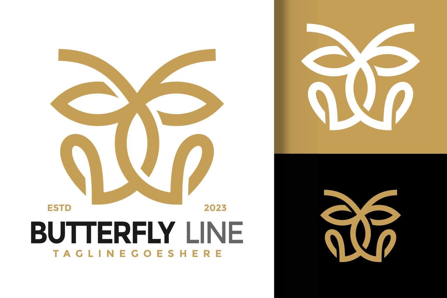 Butterfly line art logo vector icon illustration