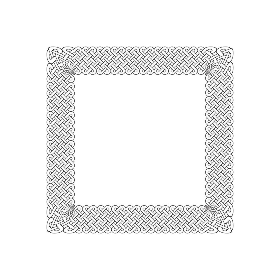 Celtic Picture Frame with Star Background Line Art Vector