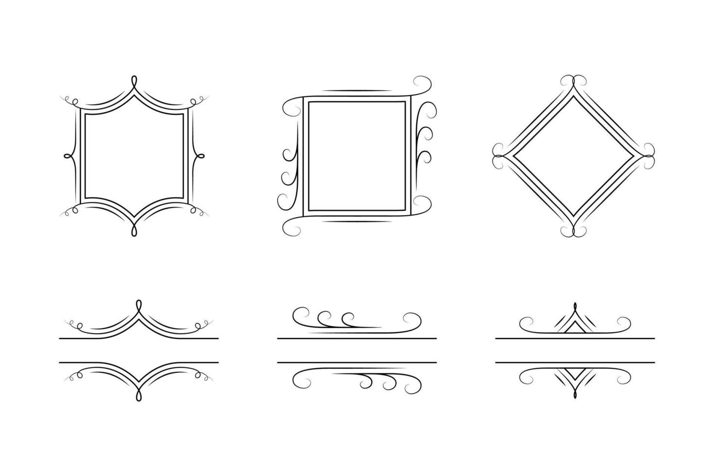 artistic line frames collection. vintage, simple and unique style. used for wedding, decoration, greeting or copyspace vector