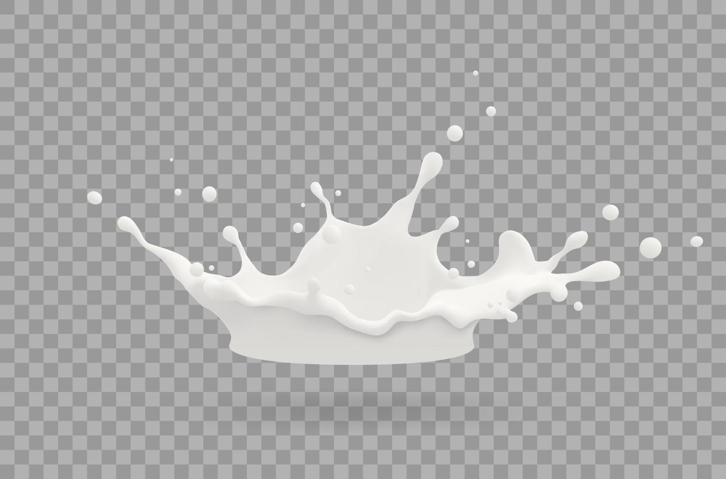 chorro de leche, salpicadura lechosa, salpicadura blanca líquida vectorial realista sobre fondo aislado. ilustración 3d vector
