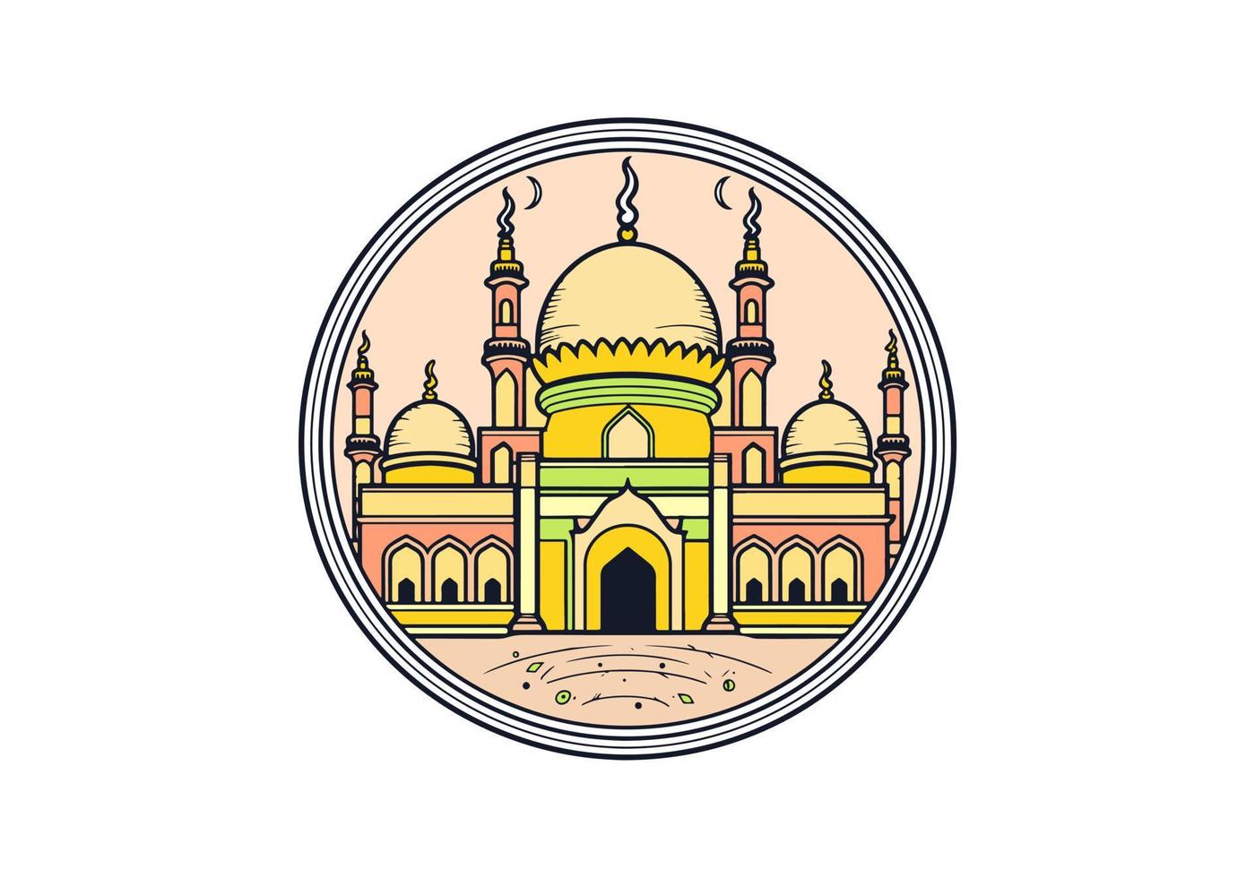 mezquita plano ilustración, vistoso mezquita contorno vector, mezquita línea Arte edificio, mezquita ilustración, mezquita icono, mezquita logo vector