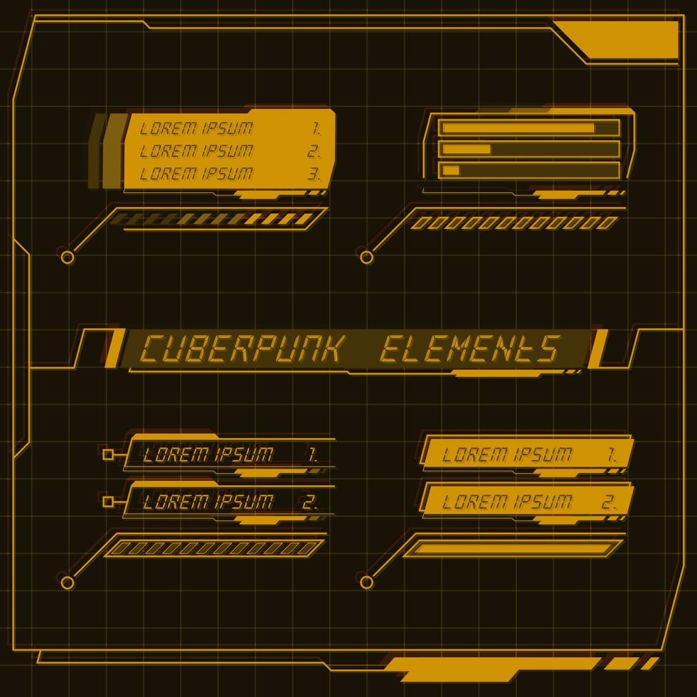 colección de panel de control futurista de ciencia ficción de elementos hud gui vr ui diseño cyberpunk estilo retro. vector