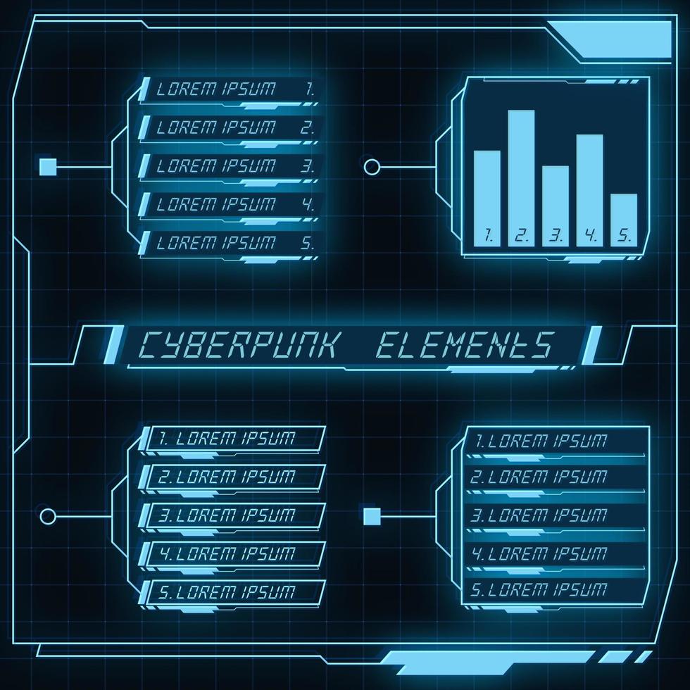 colección de panel de control futurista de ciencia ficción de elementos hud gui vr ui diseño cyberpunk estilo retro. vector